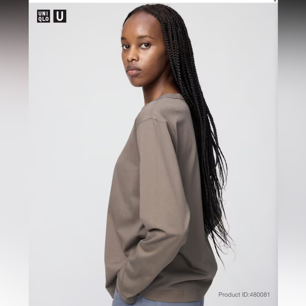 NWT Uniqlo U Brown Supima Cotton Long Sleeve Tee XS